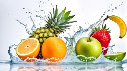 fresh fruit in water splash