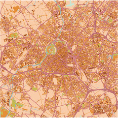 Map of Lille in France in a sandy theme. Contains layered vector with roads water, parks, etc.