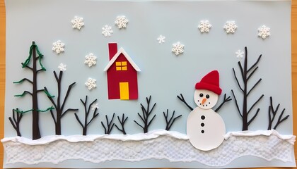 Winter greeting card with snowman