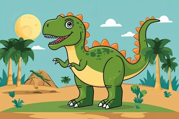 Creative Dinosaur Artwork in Playful Flat Vector Design