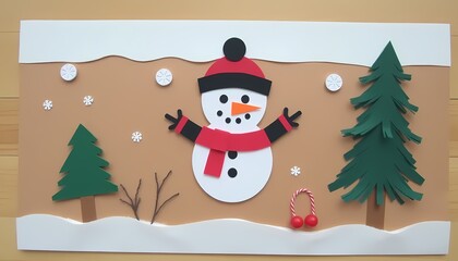 Crafting snowman with tree and gifts