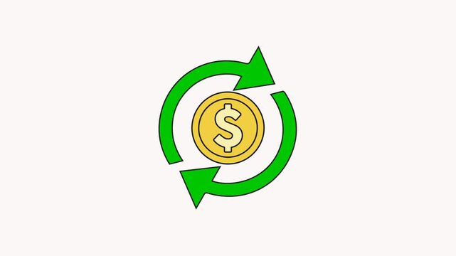 Animated Circulation of money icon showing financial transactions and cash flow, perfect for banking and economic projects