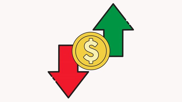 animated of cost symbol dollar increase and decrease icon, money, dollar sign with arrow up and down 