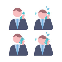 通話するビジネスマンのイラストセット