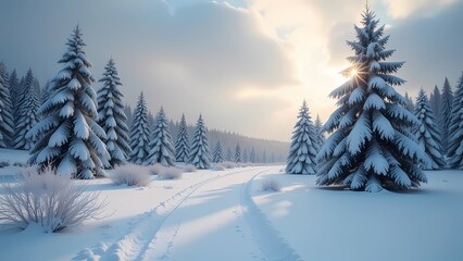 Obraz premium Winter landscape with snow 