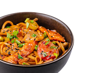 Savory chicken stir fry in a bowl