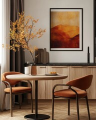 Modern Scandinavian Kitchen Interior with Blank Frame Mock-Up