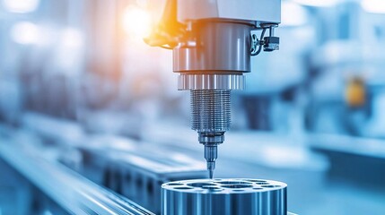 A high-tech factory with automated machines producing precision parts, high-tech factory, automated production process