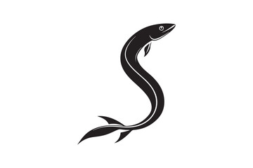 Eel fish silhouette vector illustration, Eel fish silhouette vector