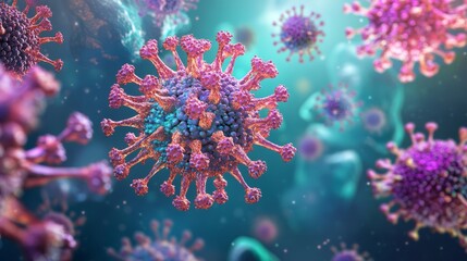 Fototapeta premium Phagocyte kills viruses Coronavirus atack the lungs cell Lymphocytes lymphocyte generates antibodies lymphocytes against viruses