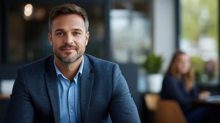 Fototapeta premium Professional Man in a Modern Workplace Setting
