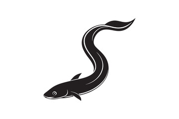 Eel fish silhouette vector illustration, Eel fish silhouette vector