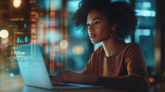 African American Businesswoman Leading a Virtual Conference with Remote Teams