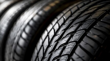 Tires of cars on a black backdrop for an automobile component company or auto repair facility