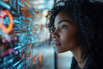 AI Cybersecurity Threat Analysis: IT Specialist in Augmented Reality Collage