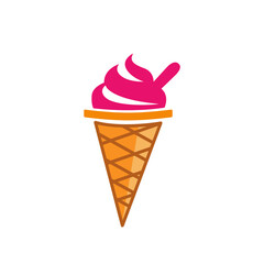 Simple and minimalist line art logo featuring melting ice cream with syrup dripping down the side of the bowl