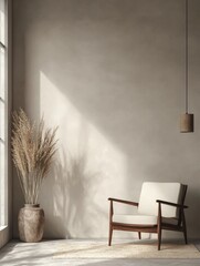 Contemporary Minimalist Loft Interior. Mid-Century Modern Style with Hipster Furniture