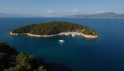 Fototapeta premium Island Haven A serene escape in the azure sea