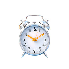 A classic alarm clock with a shiny metallic finish, symbolizing time management and punctuality in daily life.