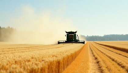 Obraz premium Harvesting the golden fields of the countryside