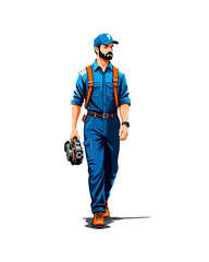 Detailed flat vector people and illustration, man with mechanic technician outfit