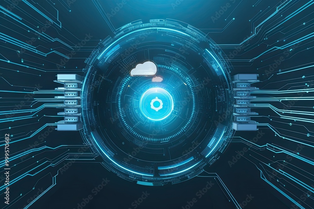 Poster stunning 3d visuals of technology and server interaction in digital cyberspace