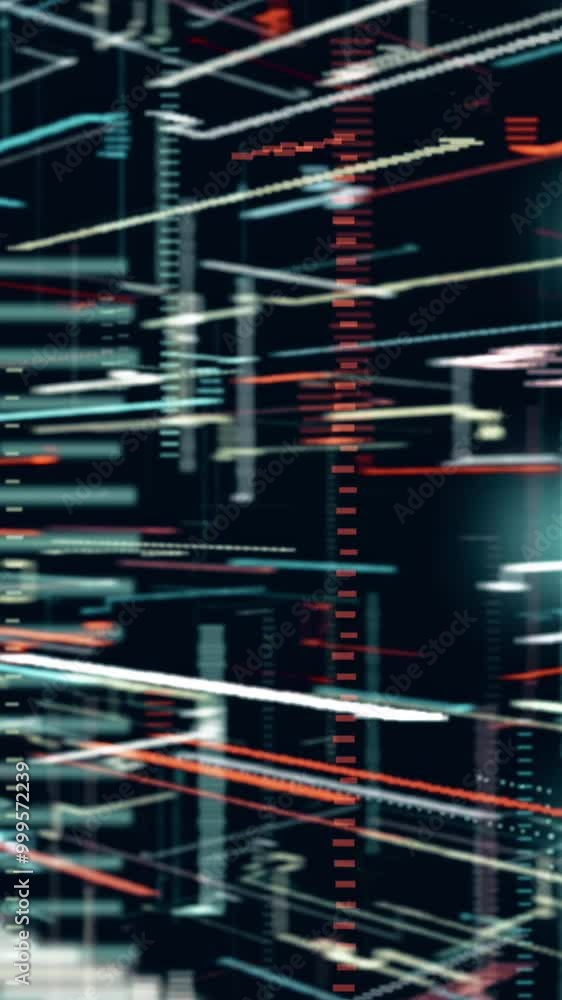 Poster abstract technological animation with constantly building chart appearing on the dark background. an