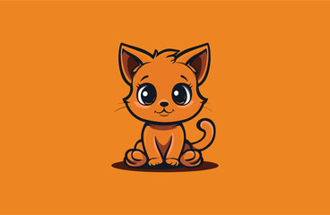 Obraz premium Cat logo vector icon illustration style