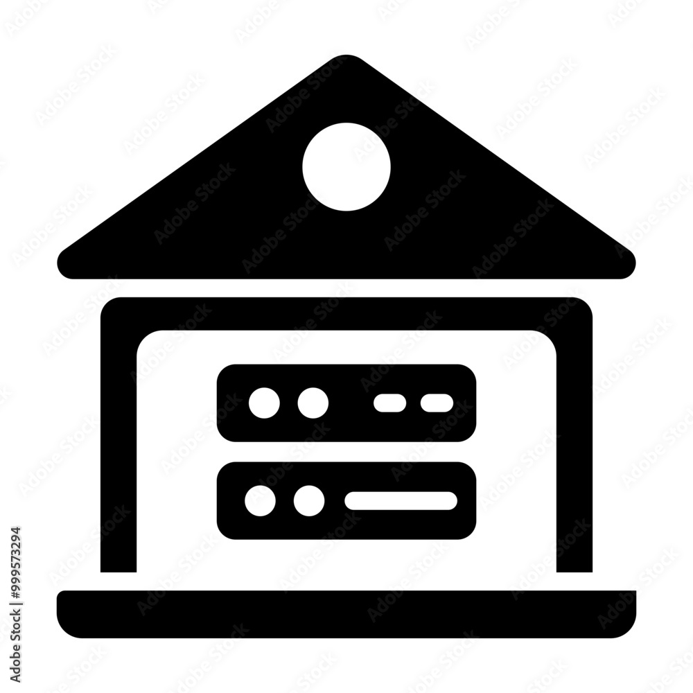 Sticker data warehouse icon in glyph style