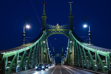 Fototapeta premium Freedom bridge at night in Budapwst