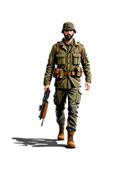 Fototapeta premium Detailed flat vector people and illustration, man with military outfit