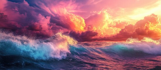 Fototapeta premium A vibrant and artistic surreal seascape showcasing the beauty of the ocean