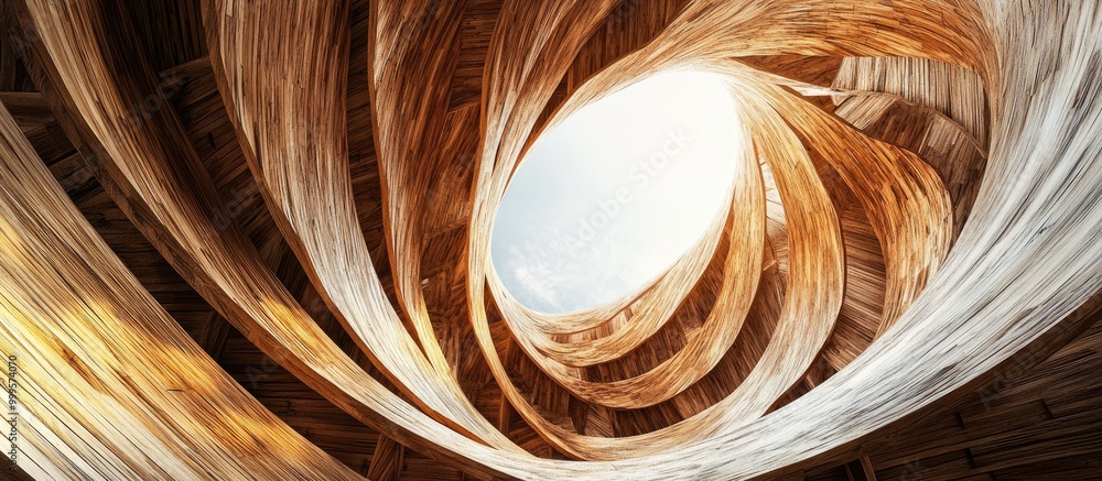 Poster abstract wooden structure with a distinct design against an abstract backdrop