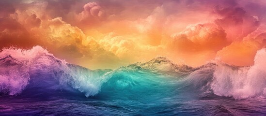 A vibrant and striking surreal seascape featuring a dynamic display of ocean colors