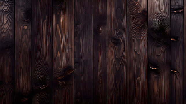 A dark wood grain background with a rich espresso brown hue and natural texture
