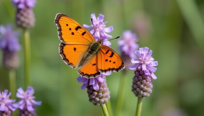 Naklejka premium Natures Artistry Butterfly and Flower Duet