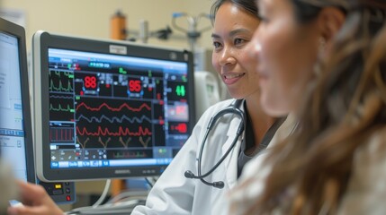 Healthcare Worker Engaging with Patient Monitoring System