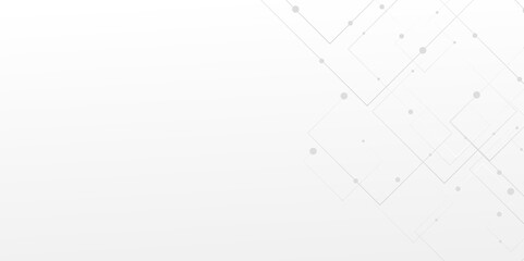 Abstract seamless pattern of randomly arranged white rectangle frames with soft on gray background. Vector abstract futuristic architecture concept with digital geometric connection lines. vector.