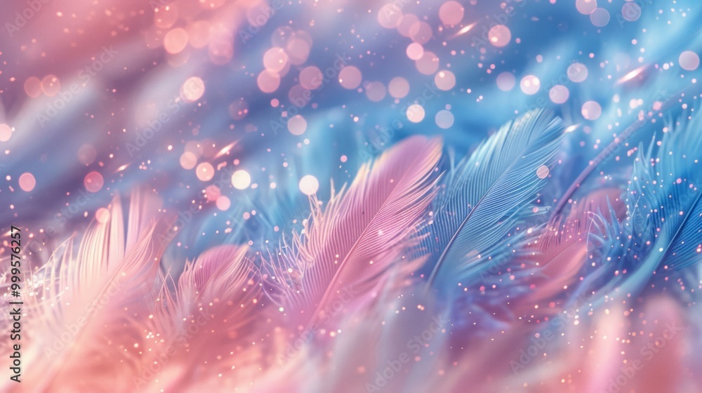 Aufkleber colorful feathers and soft bokeh background create a dreamy atmosphere in a whimsical artistic setti