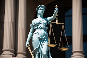 Fototapeta premium Themis Statue of Lady Justice Representing Law Balance and Equality