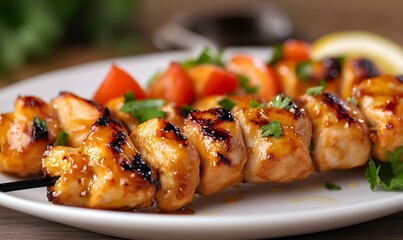 Delicious honey chicken skewers, Generative AI