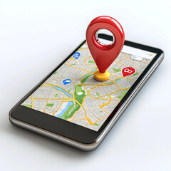 gps navigation. smartphone with map on screen. 3 d rendering