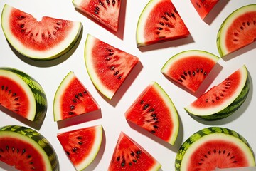 Vibrant Watermelon Slices on a Clean White Background