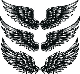 Minimal Angel Wings Icon Vector Illustration Design,Silhouette Style On White Background