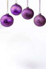 purple christmas balls on snow