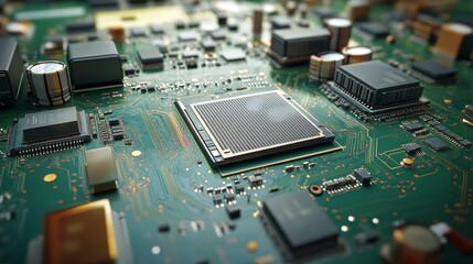 Close up of circuit boards in an electronics factory