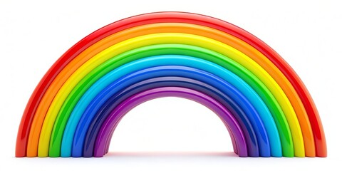 Obraz premium Lively rainbow logo design showcasing bold, colorful arches, perfect for creative projects and artistic endeavors,