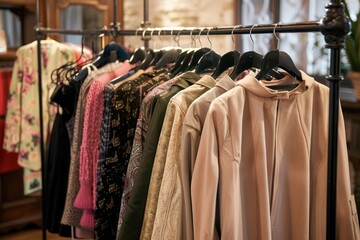 Obraz premium Row of clothes hanging on a rack
