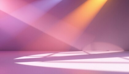 Abstract pink background with light beams and shadows.