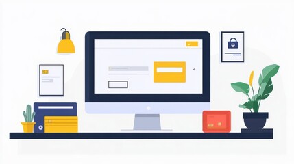 Design a seamless online payment process on an ecommerce platform with a secure checkout, flat design, front view, tech theme, animation, Complementary Color Scheme